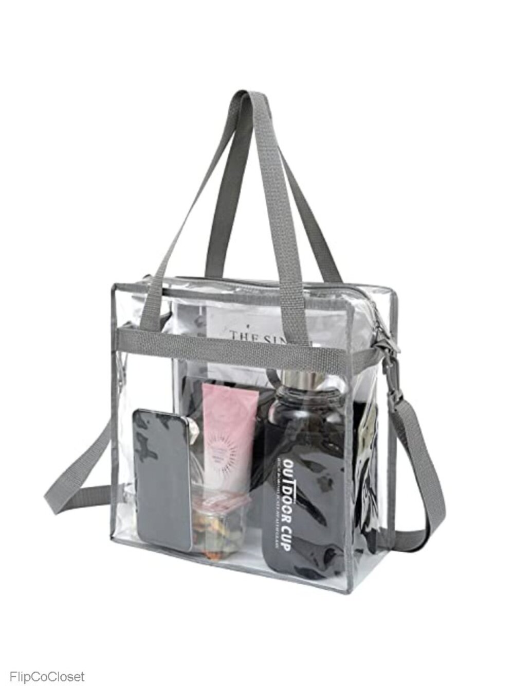 Clear Stadium Approved Tote Bag Vinyl Crossbody Adjustable Strap Zipper